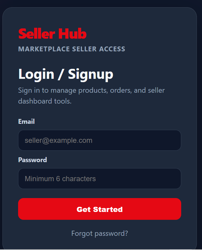 Seller login page